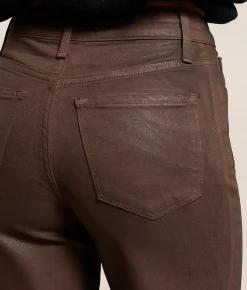 VERVET by Flying Monkey Olivia Coated Wide Leg Stretch Jean Chicory Coffee Best