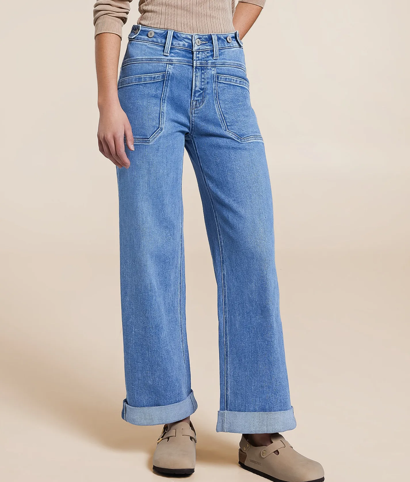 Jeans|Bottoms | VERVET by Flying Monkey Olivia Cropped Wide Leg Stretch Jean In My Heart