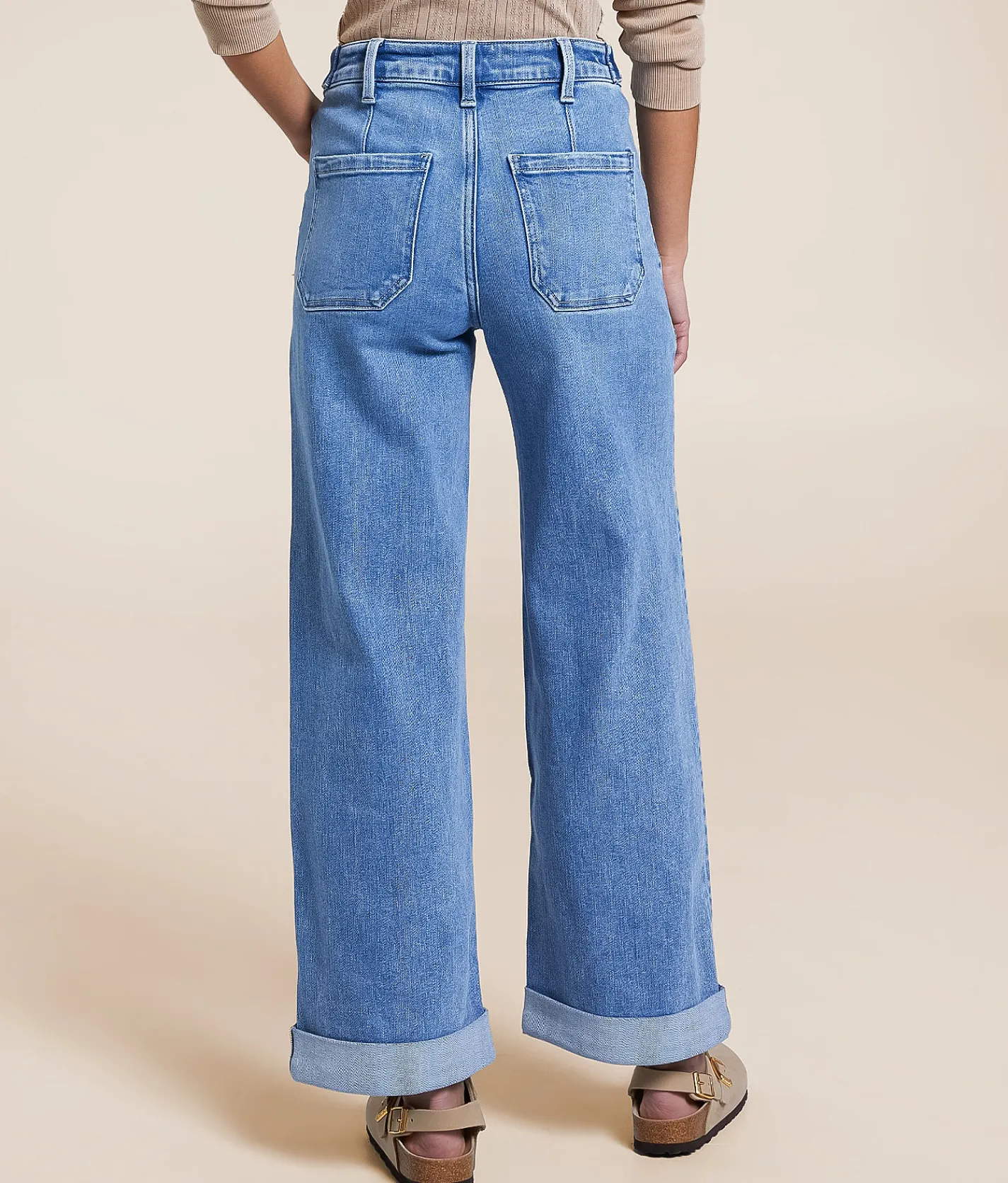 Jeans|Bottoms | VERVET by Flying Monkey Olivia Cropped Wide Leg Stretch Jean In My Heart