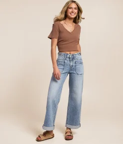 VERVET by Flying Monkey Olivia Cropped Wide Leg Stretch Jean Jump