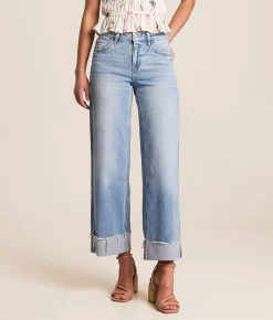 VERVET by Flying Monkey Olivia Cropped Wide Leg Stretch Jean Vibrant Hot