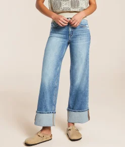 VERVET by Flying Monkey Olivia Cropped Wide Leg Stretch Jean Rosy Hot
