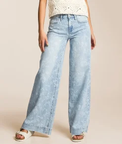 VERVET by Flying Monkey Olivia Wide Leg Stretch Jean Floral Best