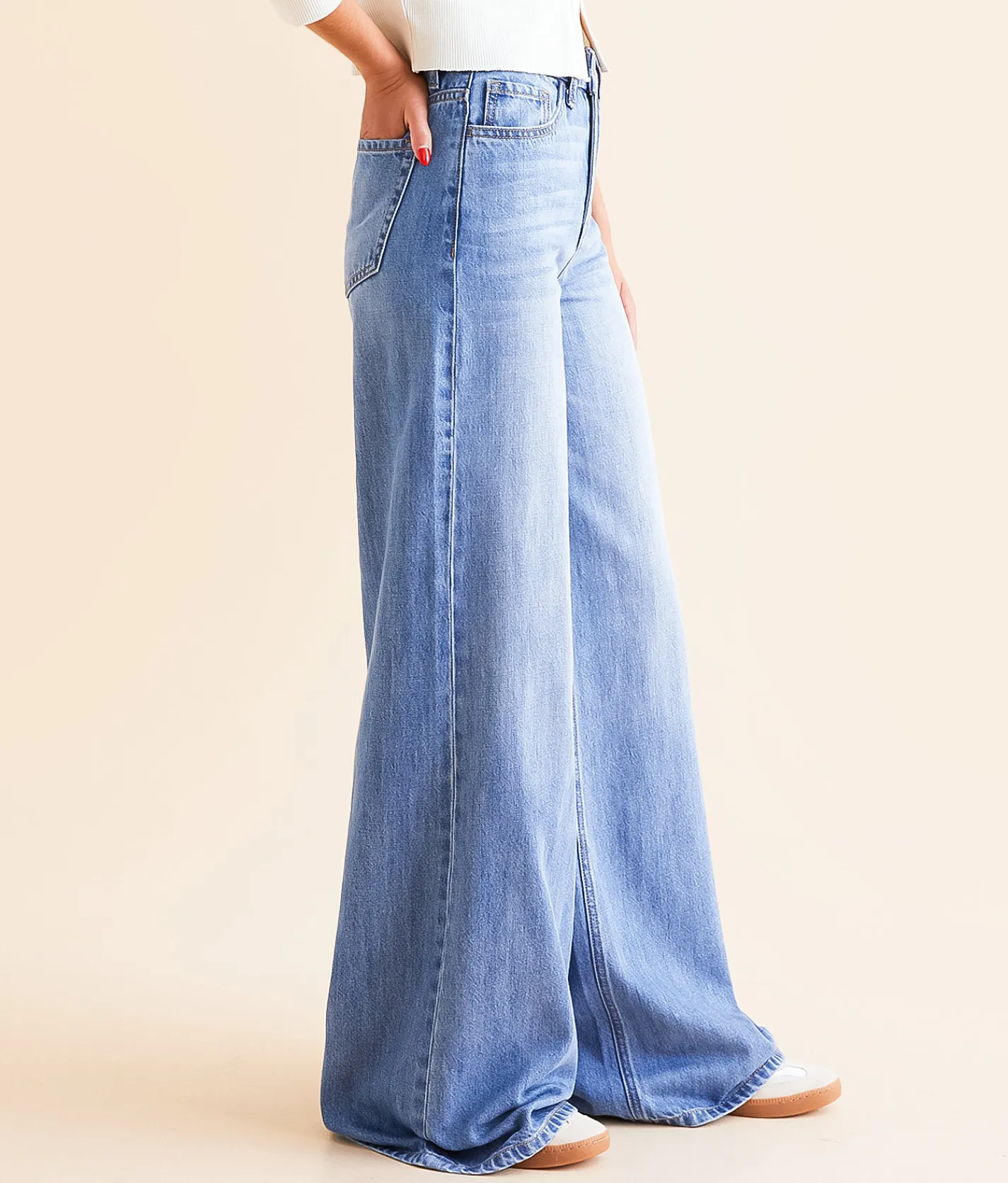 VERVET by Flying Monkey Olivia High Rise Ultra Wide Leg Jean Kudos Hot