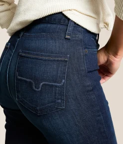Kimes Ranch Olivia High Rise Wide Leg Stovepipe Jean Dark Wash New