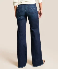 Kimes Ranch Olivia High Rise Wide Leg Stovepipe Jean Dark Wash New