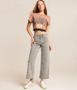 VERVET by Flying Monkey Olivia Leopard Wide Cropped Jean Grey Leopard Sale