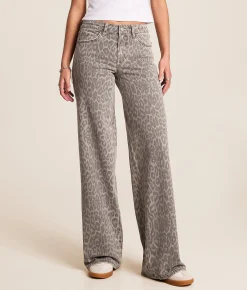 Jeans|Bottoms | VERVET by Flying Monkey Olivia Leopard Wide Leg Jean Grey Leopard