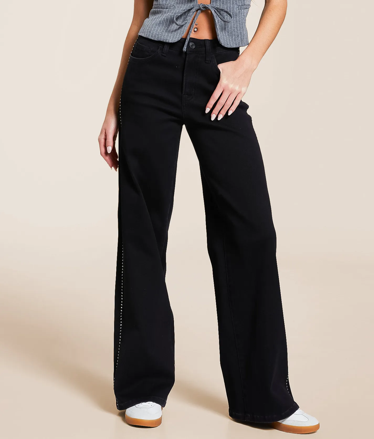 Jeans|Bottoms | VERVET by Flying Monkey Olivia Rhinestone Wide Leg Jean Uplifted
