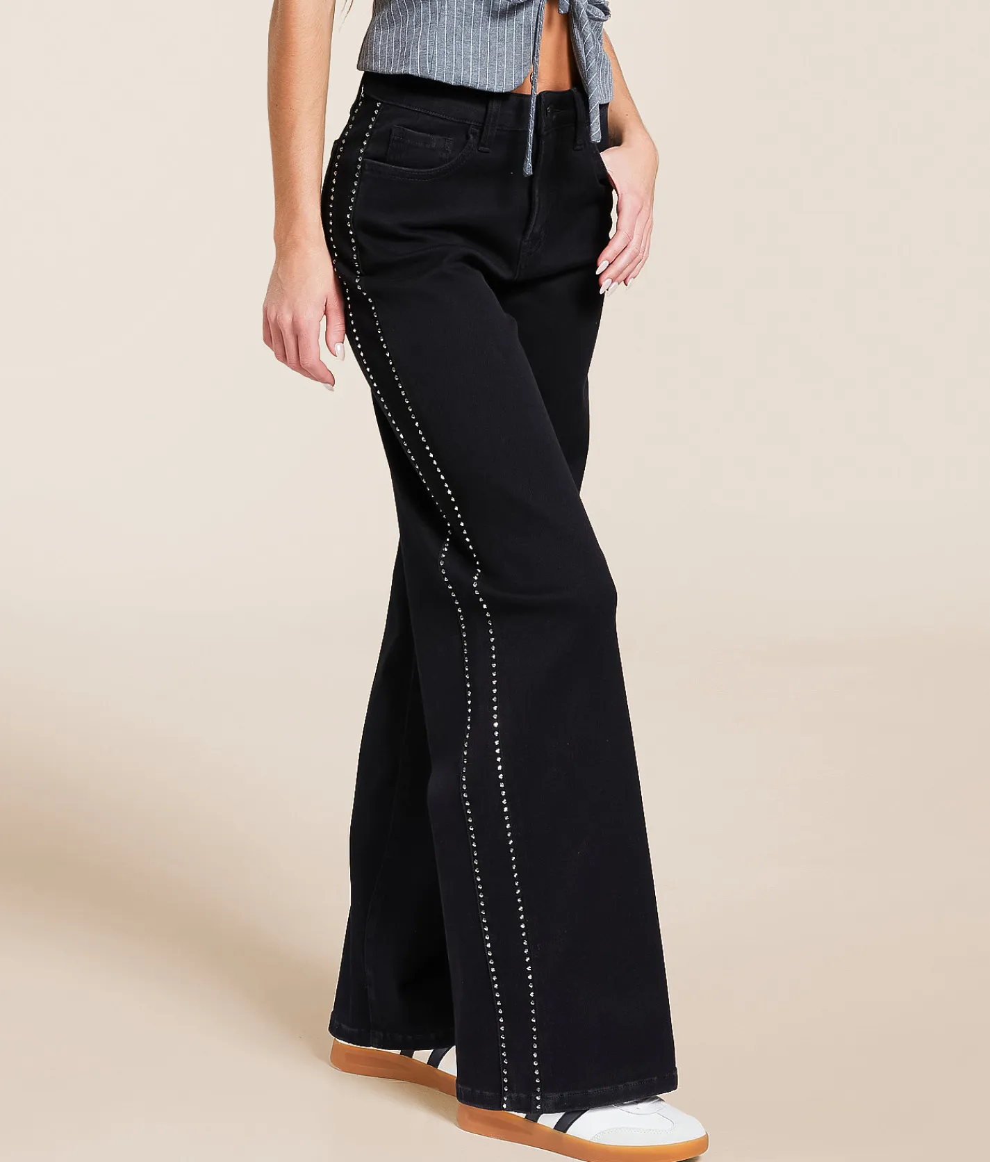 Jeans|Bottoms | VERVET by Flying Monkey Olivia Rhinestone Wide Leg Jean Uplifted