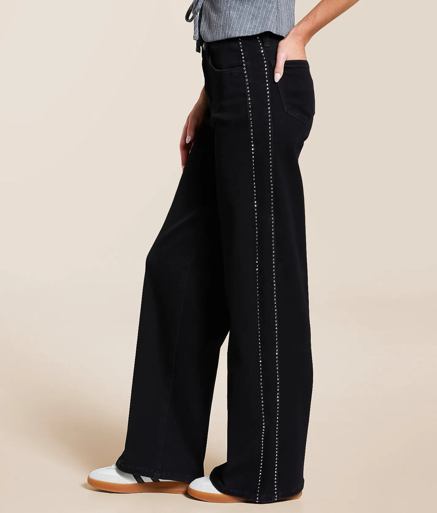 Jeans|Bottoms | VERVET by Flying Monkey Olivia Rhinestone Wide Leg Jean Uplifted