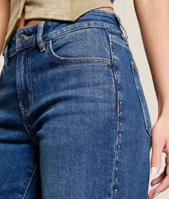 Jeans|Bottoms | VERVET by Flying Monkey Olivia Studded Wide Leg Stretch Jean Start Now