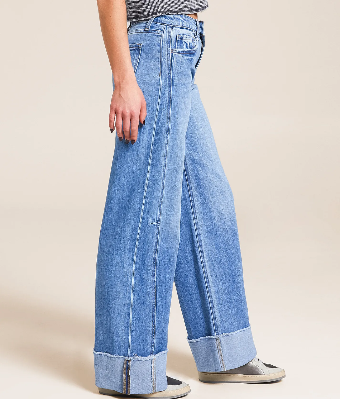 VERVET by Flying Monkey Olivia Wide Leg Stretch Cuffed Jean Adore You New