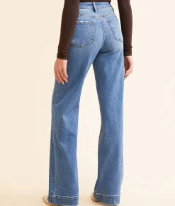 Jeans|Bottoms | VERVET by Flying Monkey Olivia Wide Leg Stretch Jean Beach Fuzz