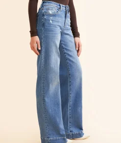 Jeans|Bottoms | VERVET by Flying Monkey Olivia Wide Leg Stretch Jean Beach Fuzz