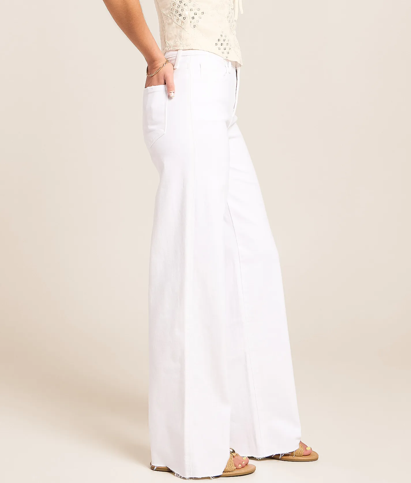 VERVET by Flying Monkey Olivia Wide Leg Stretch Jean Optic White Best
