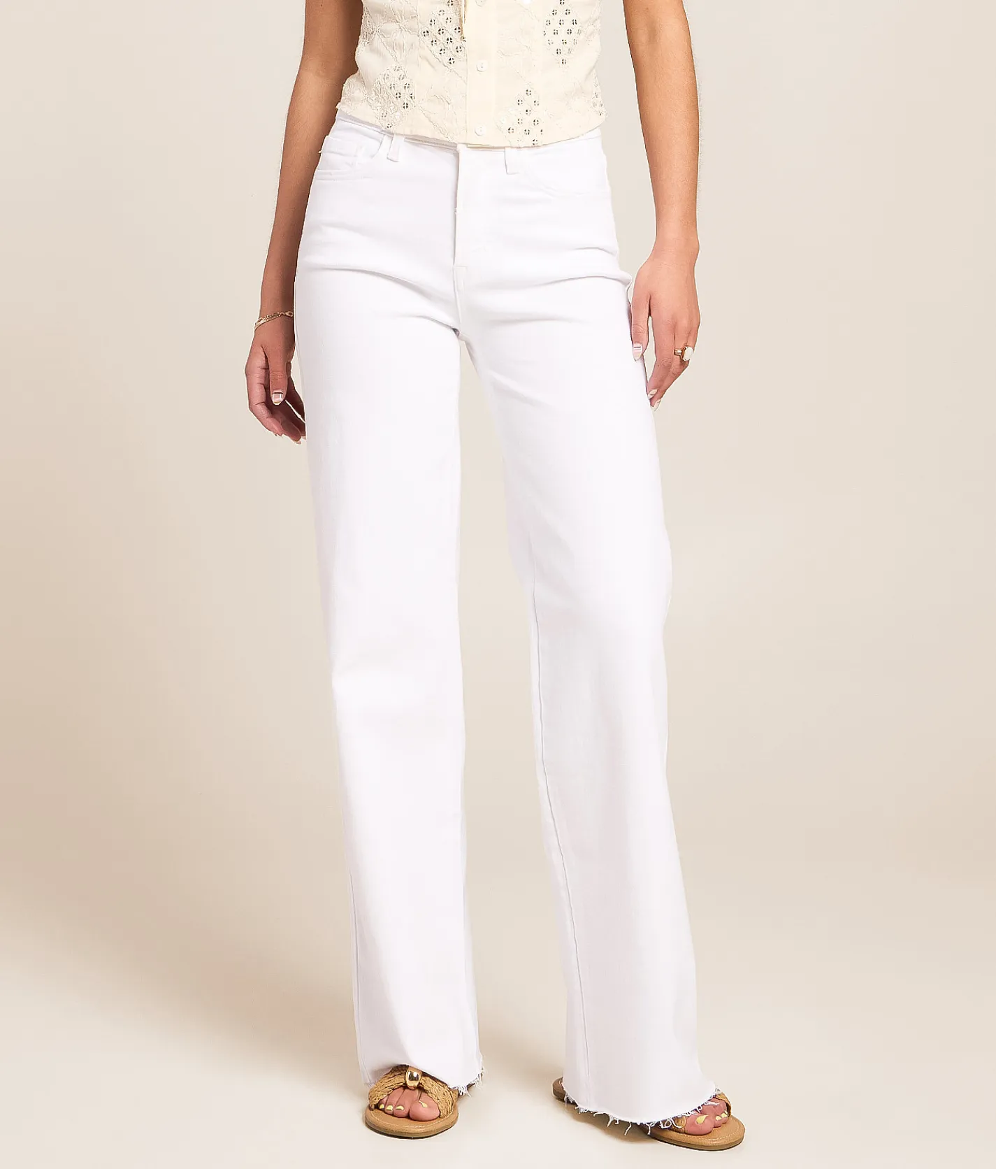 VERVET by Flying Monkey Olivia Wide Leg Stretch Jean Optic White Best