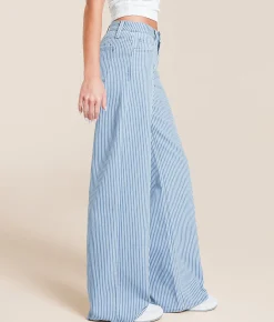 VERVET by Flying Monkey Olivia Wide Leg Striped Stretch Jean Ethereal Essence Sale