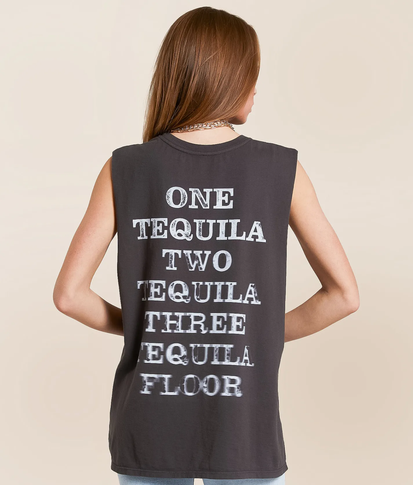 Odd People One Two Three Tequilla Tank Top Charcoal Grey Best