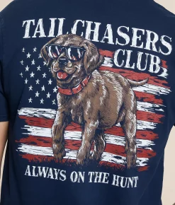 Tail Chasers Club On The Hunt T-Shirt True Navy New