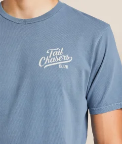 Tops|Graphic T-Shirts | Tail Chasers Club On The Scent T-Shirt Blue Jean Pigment Dye
