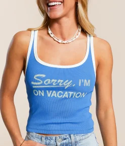 Tops | Duvin On Vacation Cropped Tank Top Blue