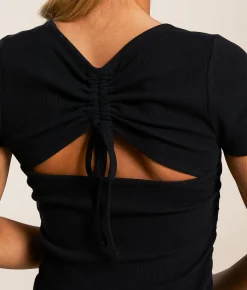 Tops | FITZ + EDDI Open Back Cinch Tie Top Washed Black