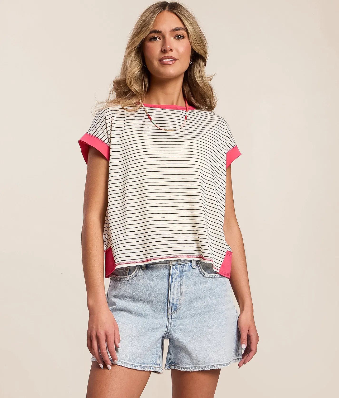 FITZ + EDDI Open Back Top White Black Stripe Hot