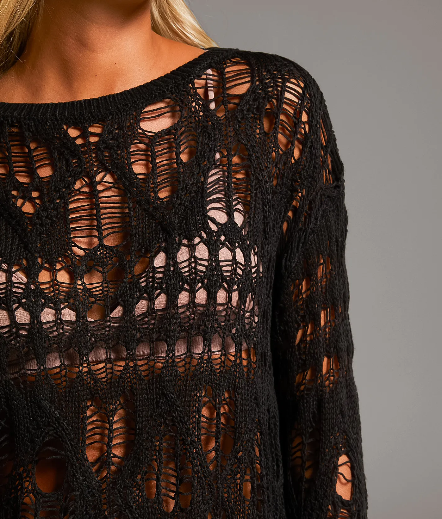 Tops | BKE Open Stitch Sweater Black