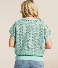 Daytrip Open Stitch Top Mint Outlet