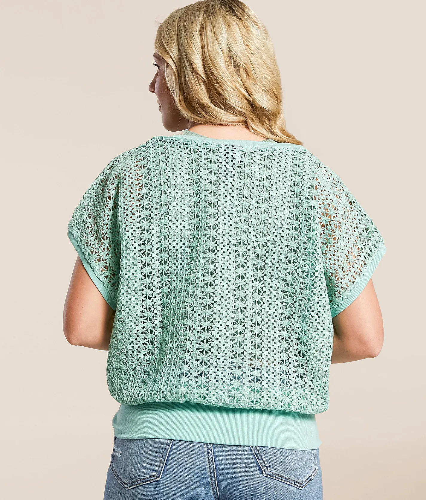 Daytrip Open Stitch Top Mint Outlet