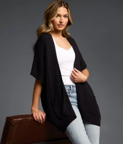 Tops | Buckle Black Open Weave Cardigan Sweater Black