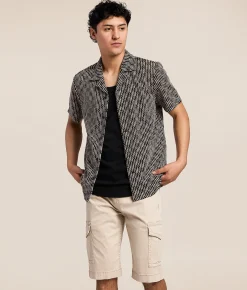 Tops | Nova Industries Open Weave Shirt Black Cream