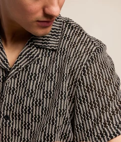 Tops | Nova Industries Open Weave Shirt Black Cream