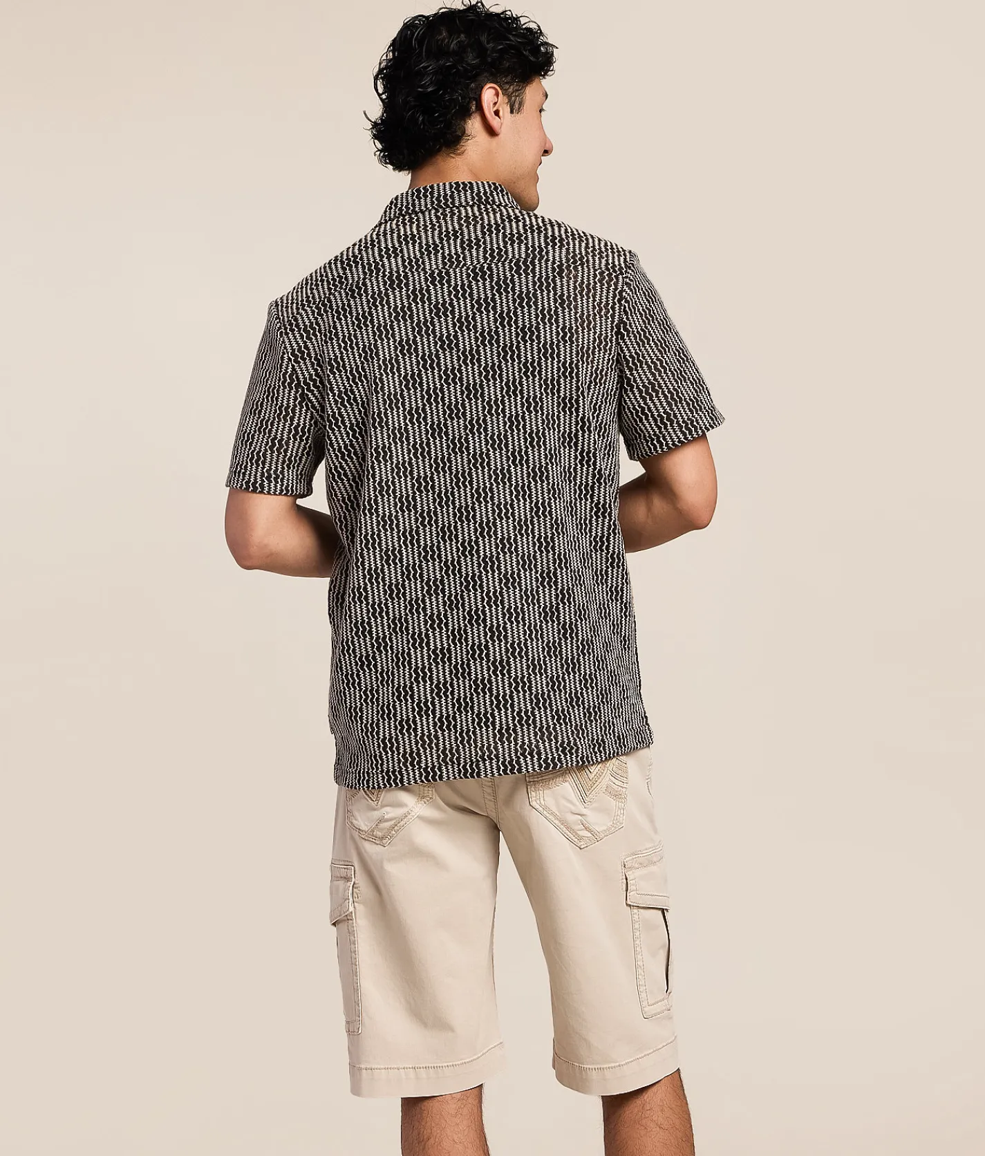 Tops | Nova Industries Open Weave Shirt Black Cream