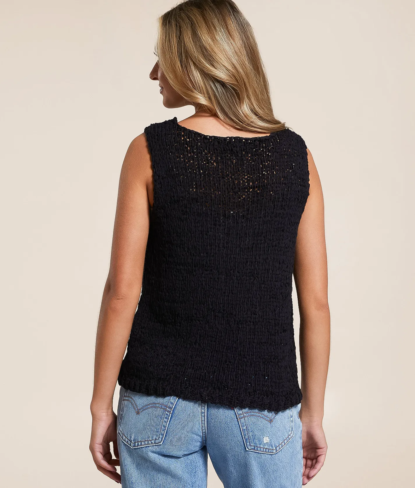 Blu Pepper Open Weave Tank Top Black Discount