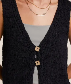 Blu Pepper Open Weave Tank Top Black Discount