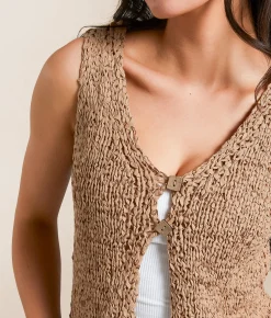 Blu Pepper Open Weave Tank Top Sand Clearance