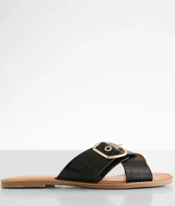 Shoes | Soda Oregans Buckle Sandal Croco Black