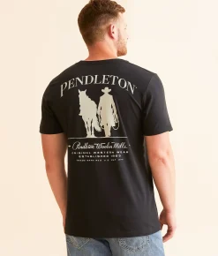 Pendleton Original Western Wear Cowboy T-Shirt Vintage Black Discount