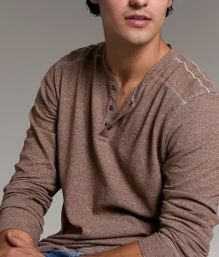 Tops | BKE Ottoman Snap Henley Brunette