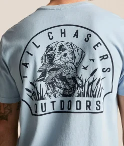 Tops|Graphic T-Shirts | Tail Chasers Club Outdoor Hunt T-Shirt Chambray Pigment Dye
