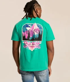 Old Row Outdoors Mountain T-Shirt Island Green New