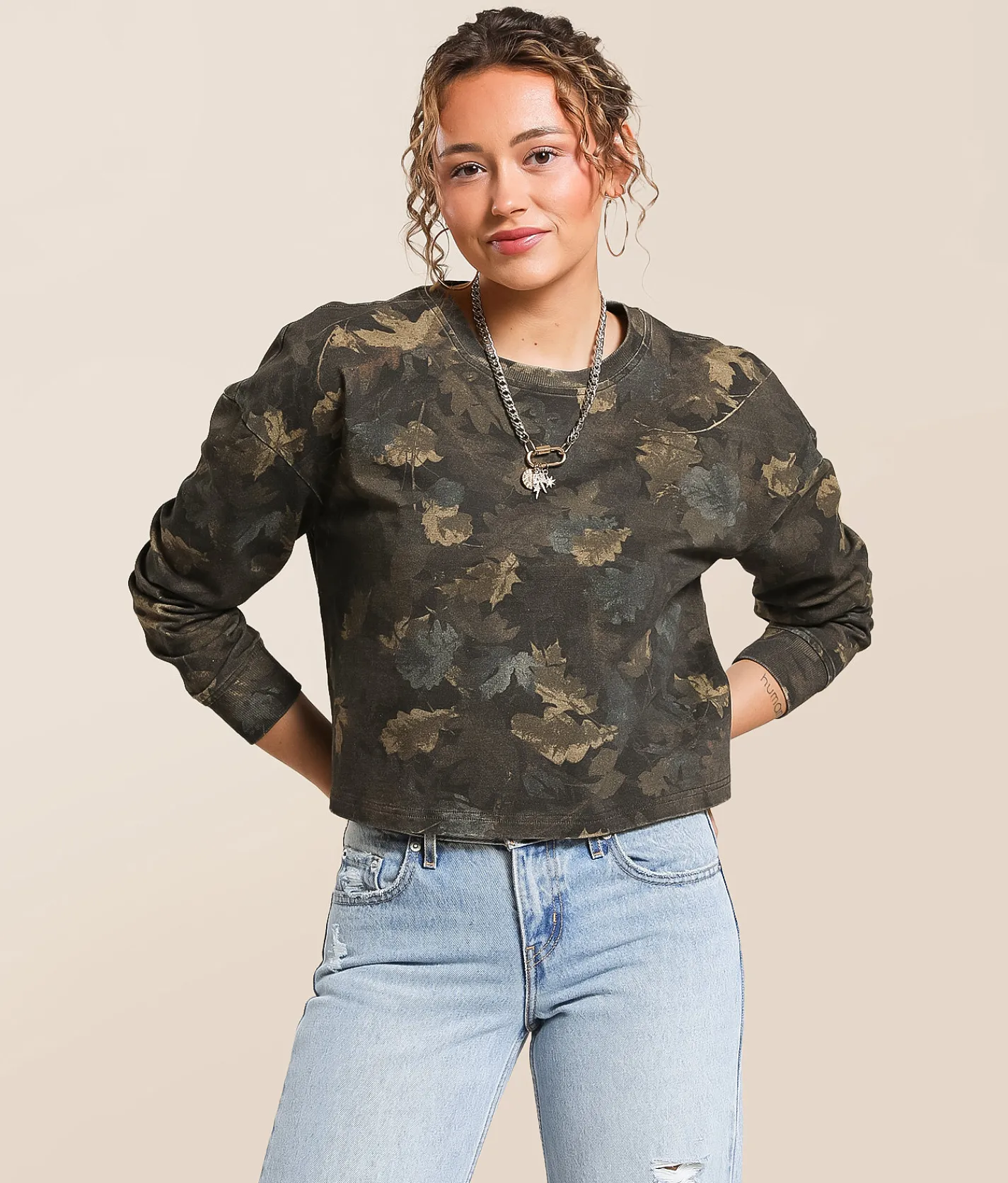 Gilded Intent Oversized Boxy Camo T-Shirt Dark Brown Camo Clearance