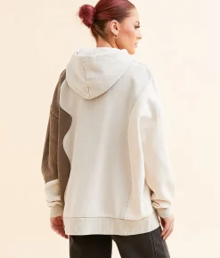 Gilded Intent Oversized Color Block Hooded Sweatshirt Multi
