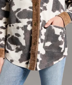 BKE Oversized Cow Shacket Cow Print Hot