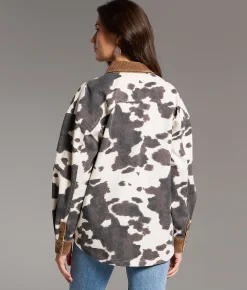 BKE Oversized Cow Shacket Cow Print Hot