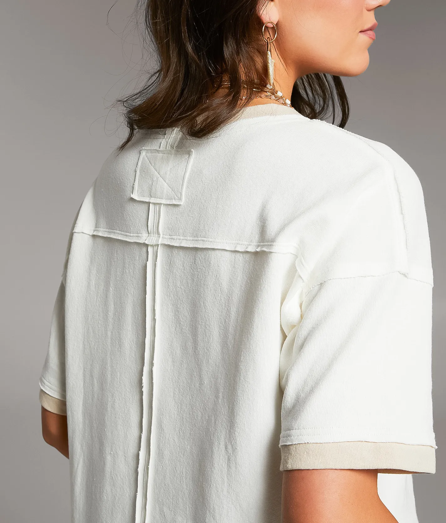 Tops | BKE Oversized Crew Neck T-Shirt Cream