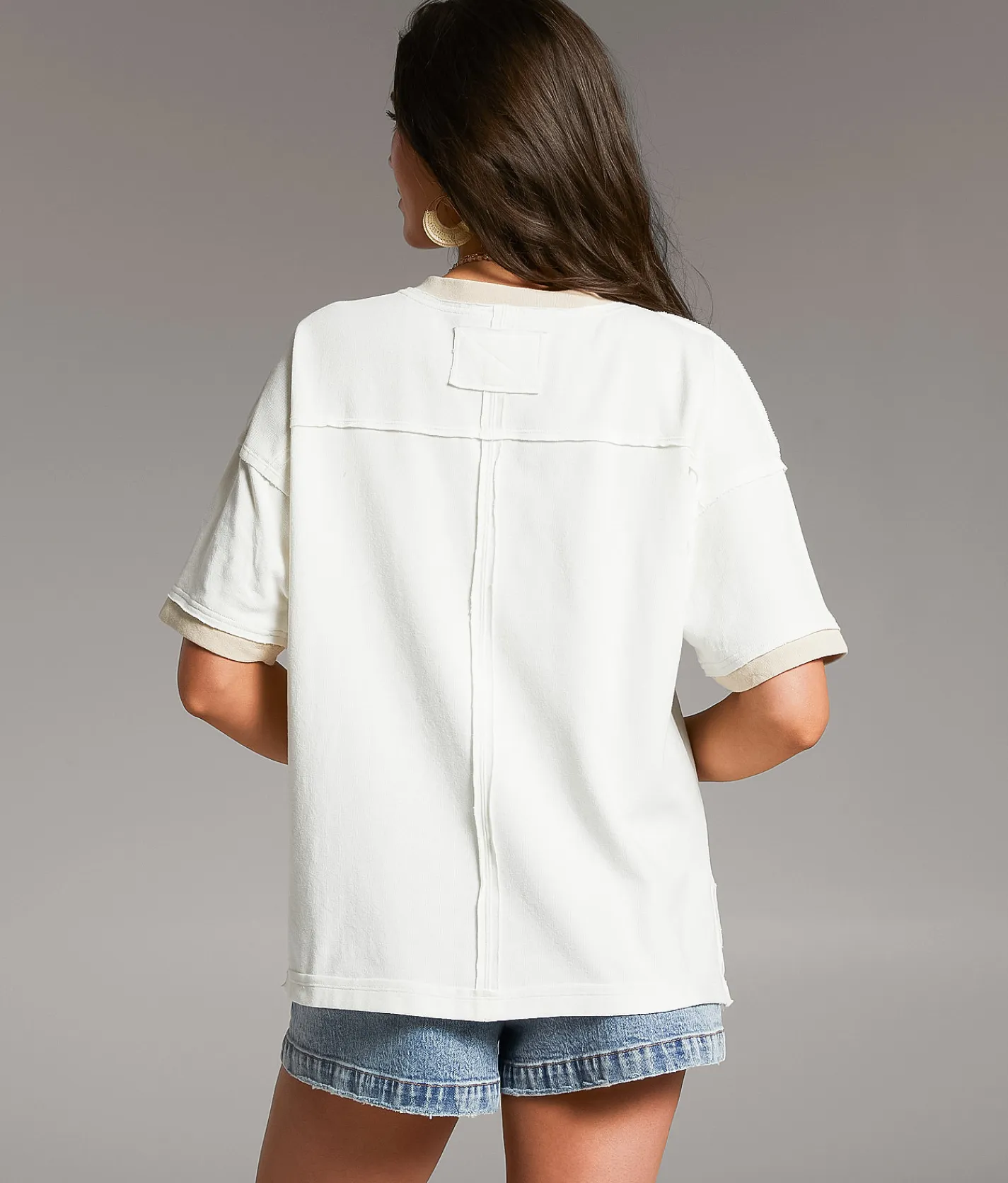 Tops | BKE Oversized Crew Neck T-Shirt Cream