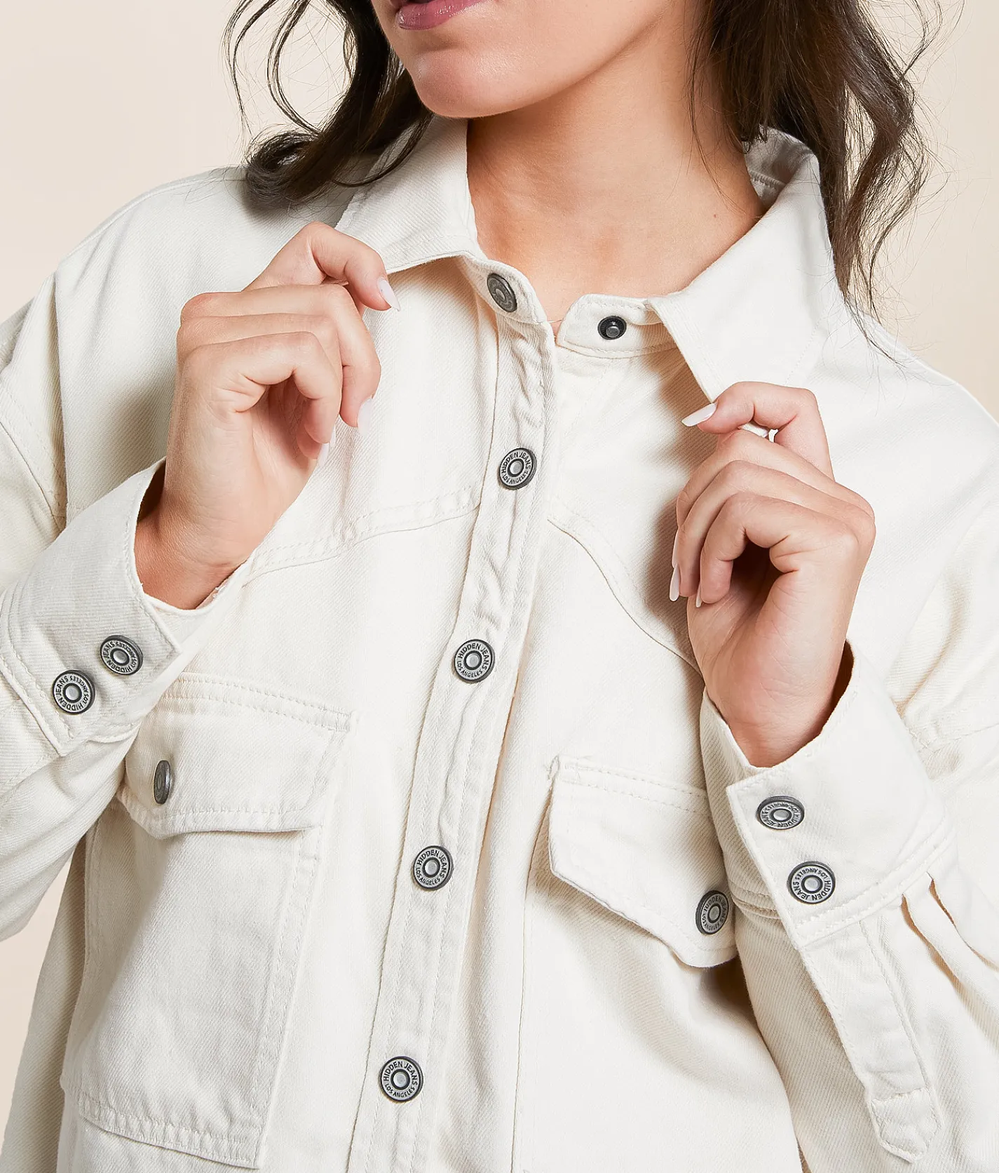 HIDDEN Oversized Denim Jacket Ecru Discount
